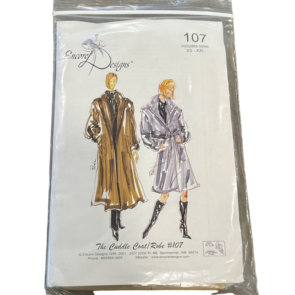 Encore Designs Cuddle Coat Robe Pattern #107 XS-XXL Sewing Pattern Uncut